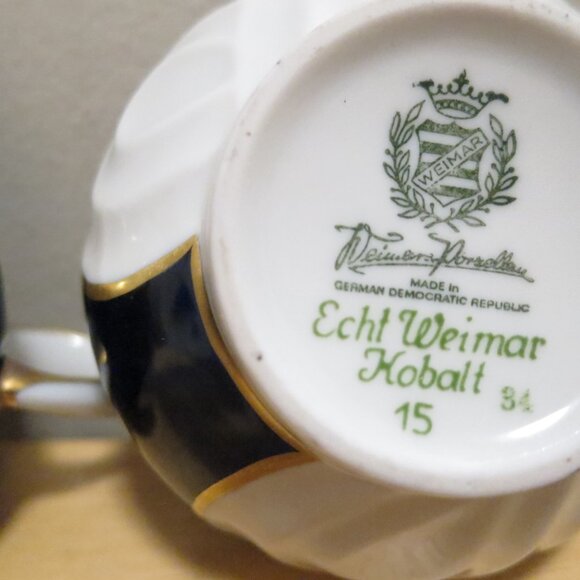 Echt Weimar Kobalt Coffee Tea Espresso Demitasse 7 pc Set GDR 1949-1980 - Picture 12 of 16